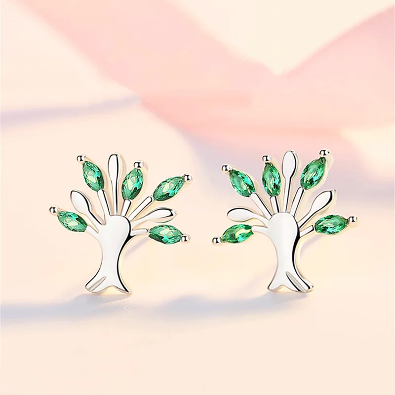 Silver Plated Tree of Life Stud Earrings Simple Green Dropping Glaze Tree Leaves Earrings for Women Fashion Party Jewelry 
Silver Plated Tree of Life Stud Earrings Simple Green Dropping Glaze Tree Leaves Earrings for Women Fashion Party Jewelry