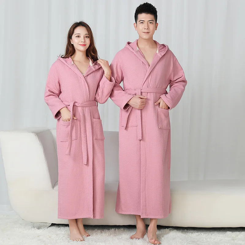 Hooded Couple Nightwear Kimono Robe Long Home Clothing Autumn Winter Waffle Bathrobe Gown Nightgown Sleepwear With Pocket
Hooded Couple Nightwear Kimono Robe Long Home Clothing Autumn Winter Waffle Bathrobe Gown Nightgown Sleepwear With Pocket