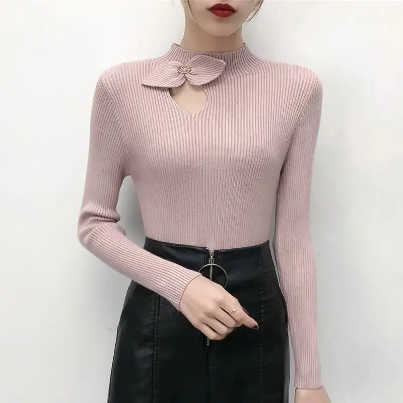 2020 New Fashion Women Bow Hollow Out Long Sleeve Warm Sweater Pullover Knitting Tight Turtleneck Slim Tops Blouse Knitwear H300 
2020 New Fashion Women Bow Hollow Out Long Sleeve Warm Sweater Pullover Knitting Tight Turtleneck Slim Tops Blouse Knitwear H300