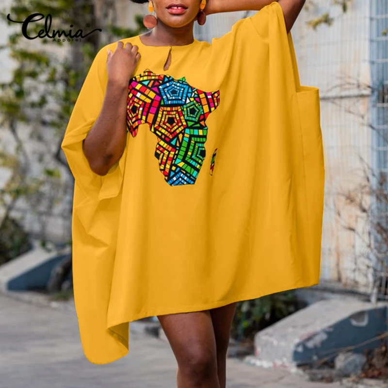 Celmia Women 2021 Casual Loose Dresses Geomertic Print Baggy Streetwear Vestidos Fashion Bat Sleeve O Neck Oversize Mini Dress
Celmia Women 2021 Casual Loose Dresses Geomertic Print Baggy Streetwear Vestidos Fashion Bat Sleeve O Neck Oversize Mini Dress