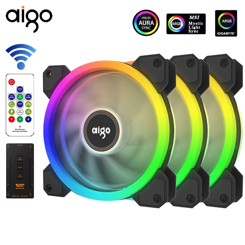 Aigo DR12 PC Вентилятор охлаждения Rgb вентилятор 120 мм 12 в бесшумный Argb аура