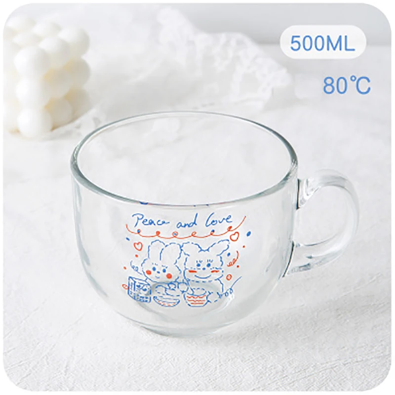 

очки кружка Cereal Breakfast Handle Oatmeal Milk Tea Cup Girl Cute Pot Belly Glass Home Good-Looking Drinking Water Coffee Mugs
