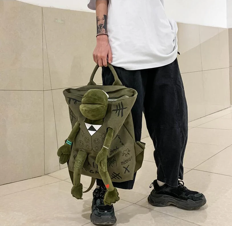 New Green Frog School Bags Canvas Backpack Large-capacity Female Backpack Personality Men's Backpack Female Tote
New Green Frog School Bags Canvas Backpack Large-capacity Female Backpack Personality Men's Backpack Female Tote