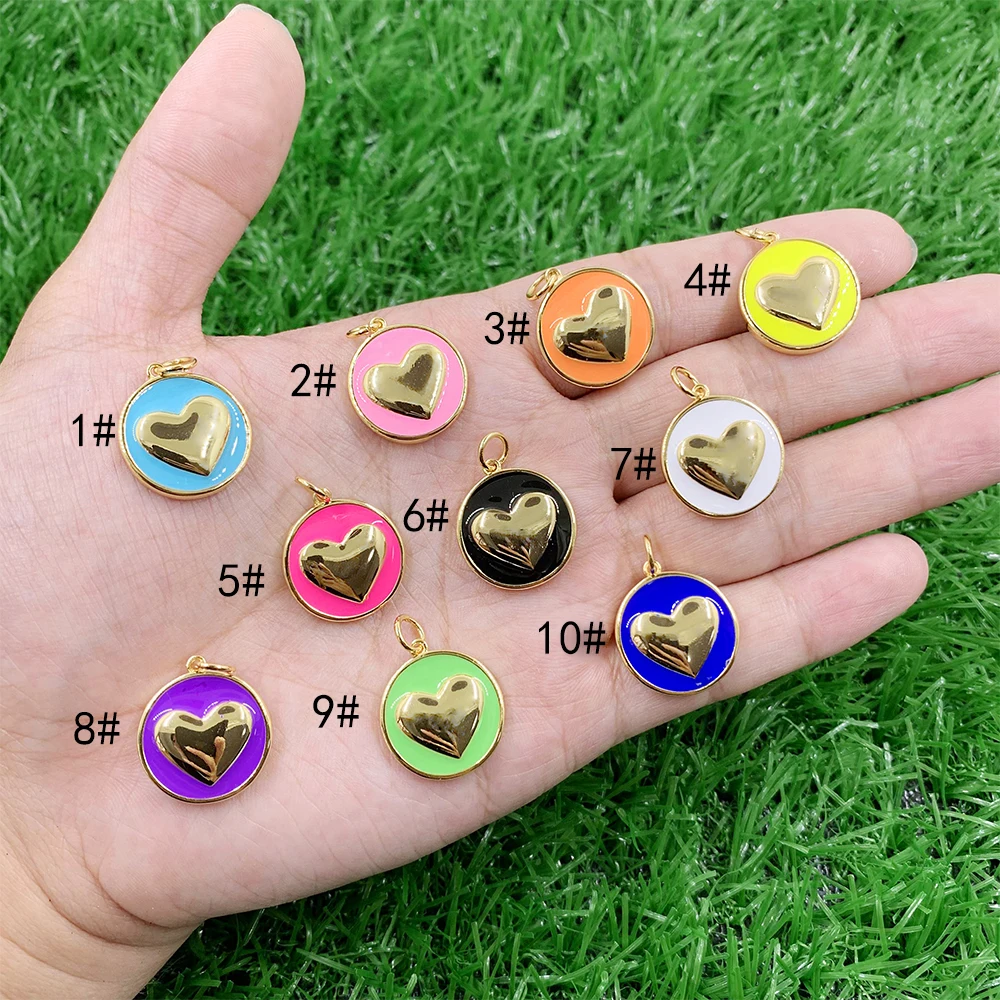 2PCS DIY Jewelry Gold Plated Round Shape Heart Enamel Brass Pendant Nickel Free Bulk Accessories Wholesale
2PCS DIY Jewelry Gold Plated Round Shape Heart Enamel Brass Pendant Nickel Free Bulk Accessories Wholesale