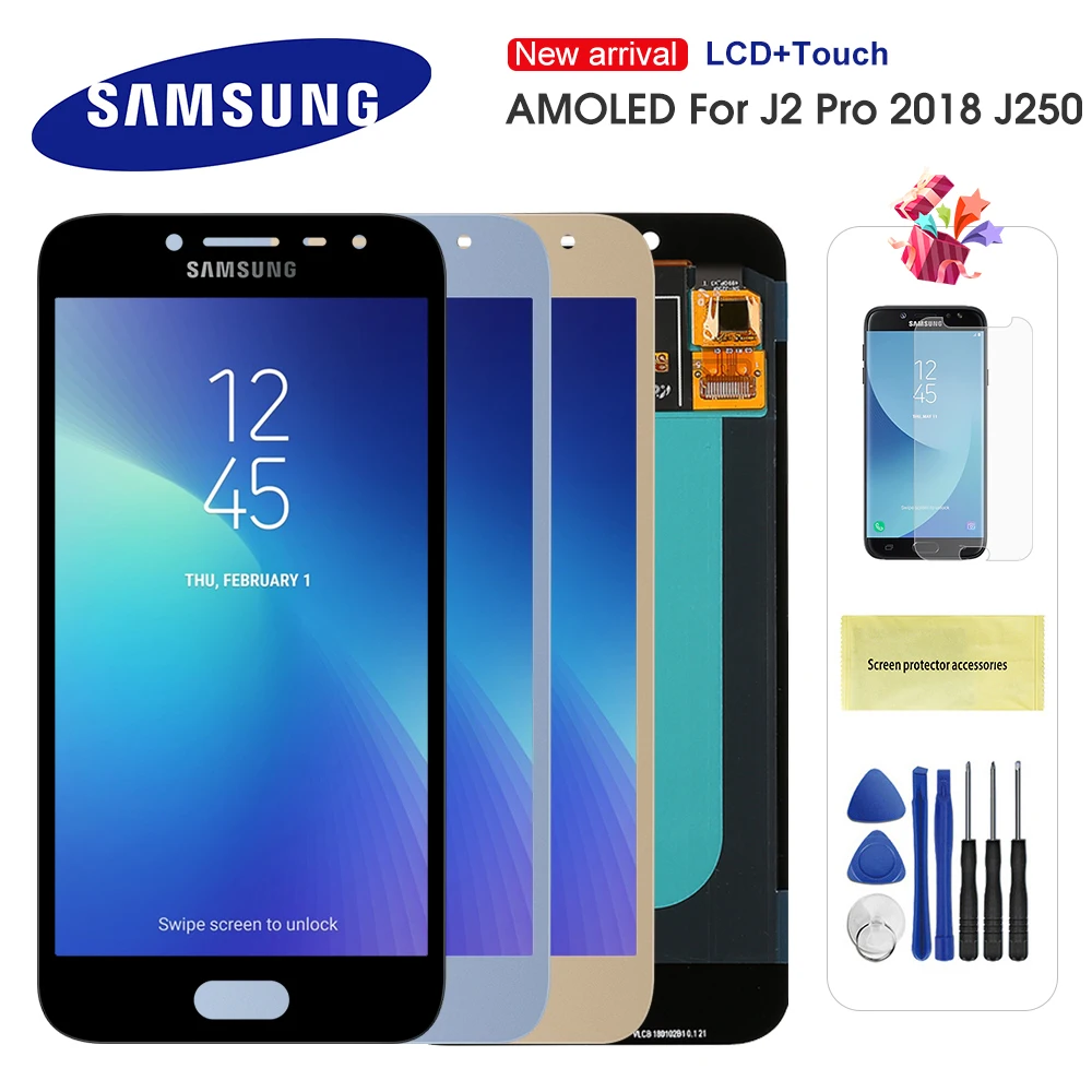 ЖК-дисплей Super AMOLED для Samsung Galaxy J2 Pro LCD 2018 J250 J250F J250DS, ЖК-дисплей с сенсорным экраном и дигитайзером в сборе, замена
ЖК-дисплей Super AMOLED для Samsung Galaxy J2 Pro LCD 2018 J250 J250F J250DS, ЖК-дисплей с сенсорным экраном и дигитайзером в сборе, замена