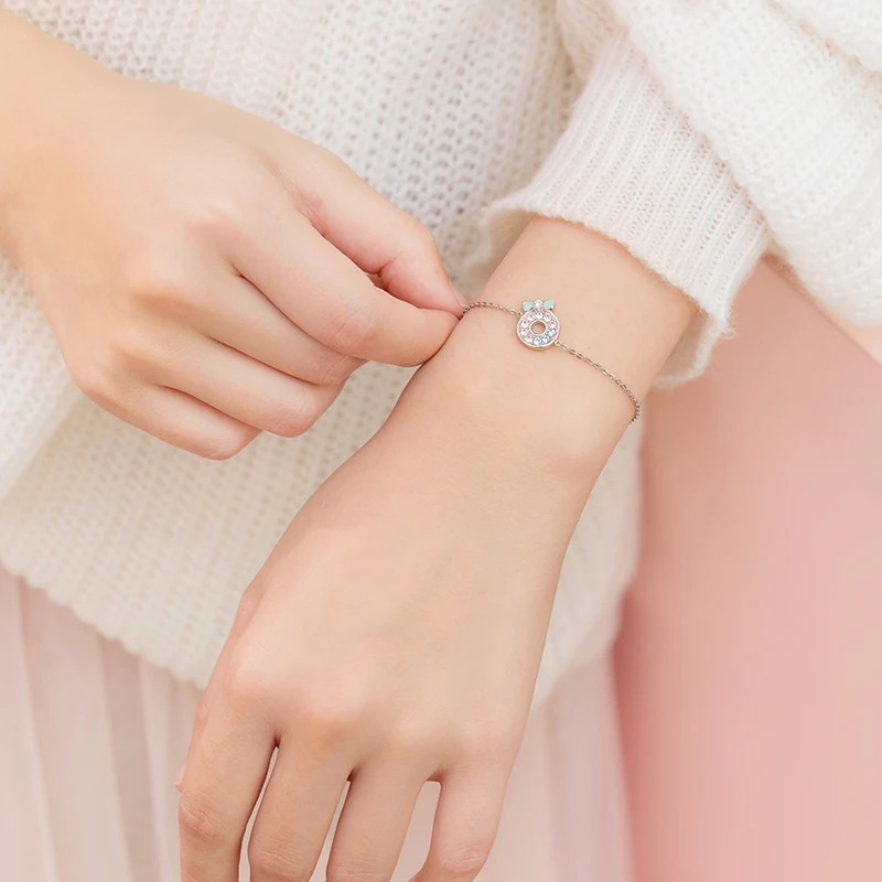 Thaya Original Design S925 Silver Donut Bracelet Thin Chain Crystal Handmade For Women Fine Jewelry Charming Bracelets | Украшения и