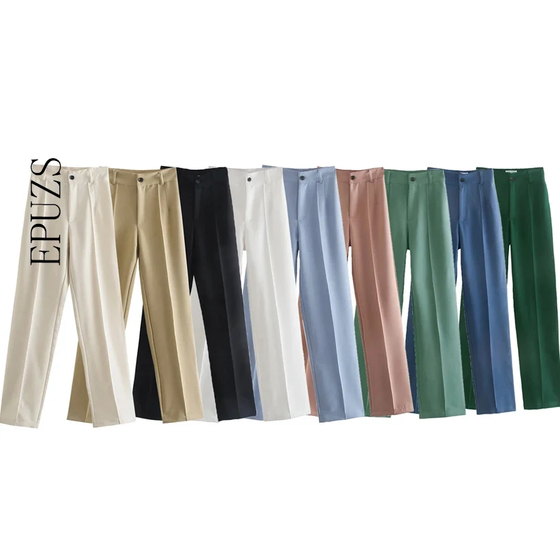 Женские винтажные прямые брюки ZA, офисные белые брюки с высокой талией, одежда в Корейском стиле для бега, 2021 
Женские винтажные прямые брюки ZA, офисные белые брюки с высокой талией, одежда в Корейском стиле для бега, 2021