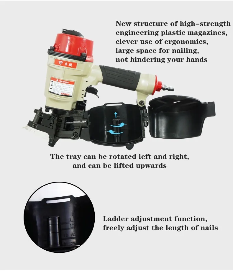 Industrial Pneumatic Tool MCN55 MCN70 MCN80 MCN90 Pneumatic Coil Nailer Roll Nail Gun For Pallet Framing Nail Gun
Industrial Pneumatic Tool MCN55 MCN70 MCN80 MCN90 Pneumatic Coil Nailer Roll Nail Gun For Pallet Framing Nail Gun