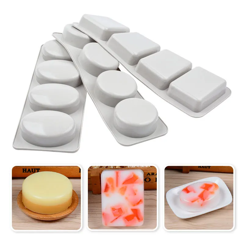 

3D Silicone Handmade Soap Craft For DIY Soap Maker Mixed Round Rectangle Oval Shapes Easy Demold for Ice Cube Tray Jelly Pudding