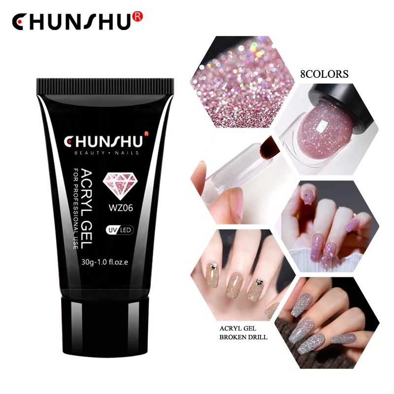 CHUNSHU Алмазный полигель-лак для ногтей 30 г Светоотражающие гели наращивания