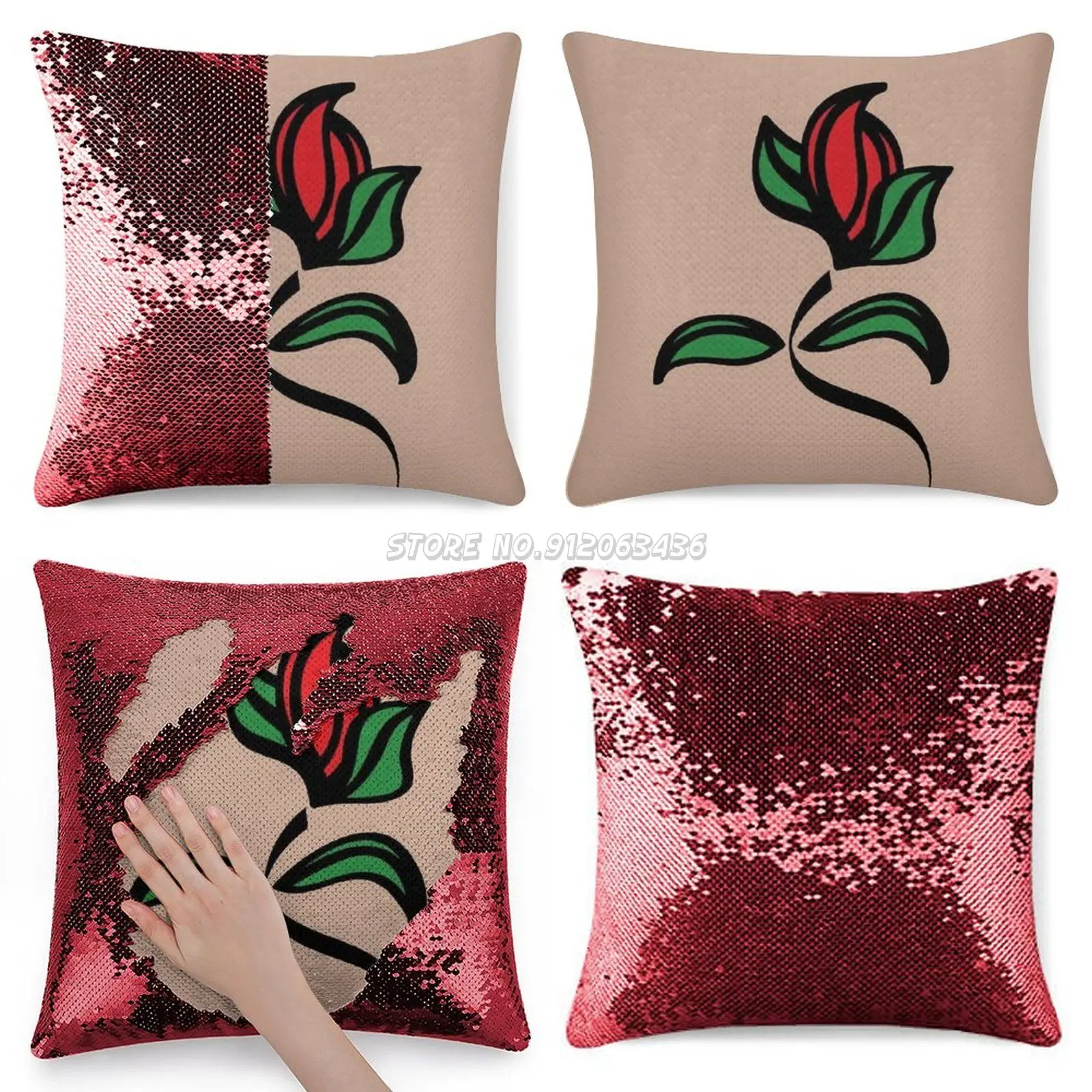 Colour Sequin Pillowcase Glitter Throw Pillow for Party Cafe Home Sofa Rose Red Flower 
Colour Sequin Pillowcase Glitter Throw Pillow for Party Cafe Home Sofa Rose Red Flower