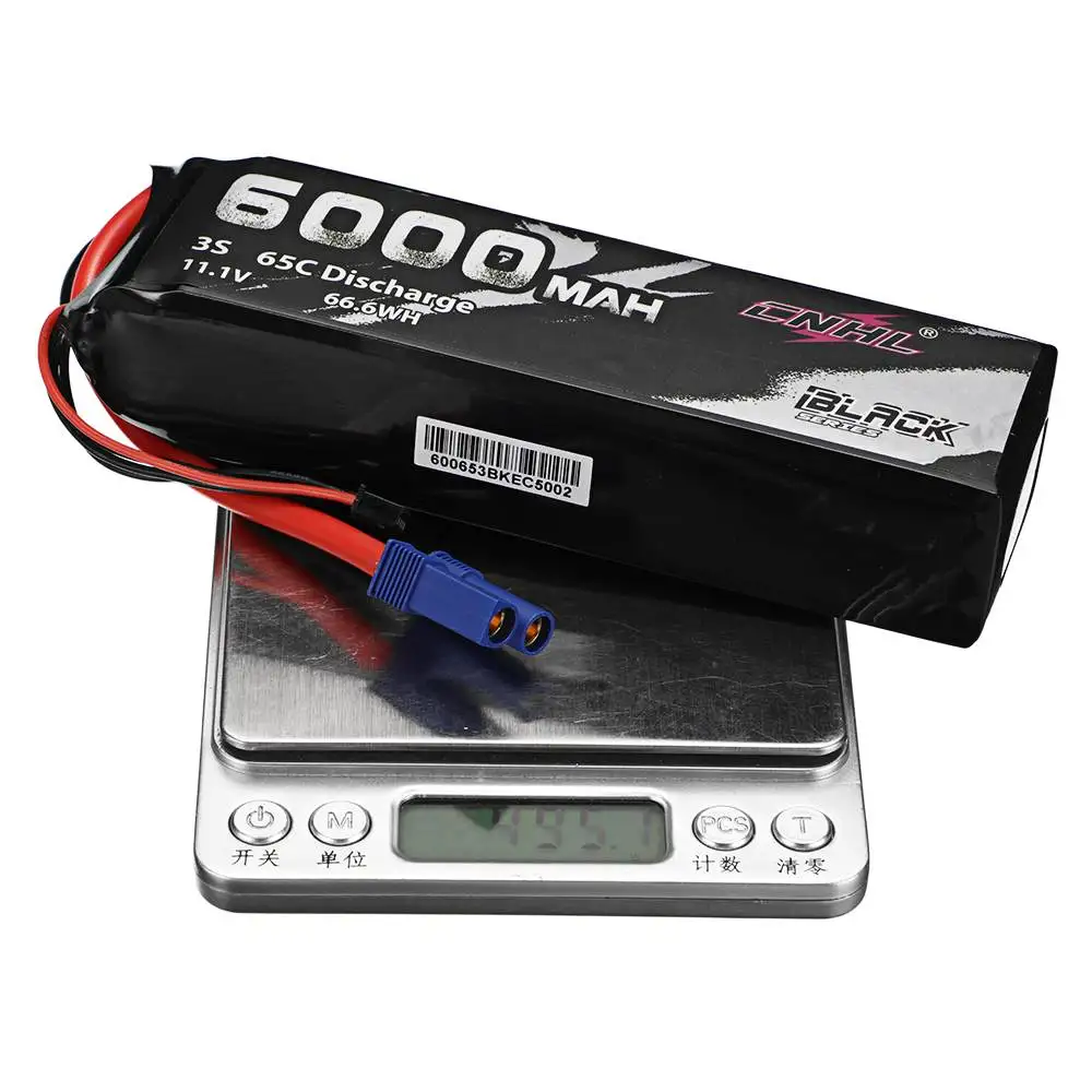 CNHL Black Series 11.1V 6000mAh 65C 3S Lipo Battery for RC Racing Drone FPV Quadcopter DIY EC5 Plug Accrssories Spare Parts
CNHL Black Series 11.1V 6000mAh 65C 3S Lipo Battery for RC Racing Drone FPV Quadcopter DIY EC5 Plug Accrssories Spare Parts