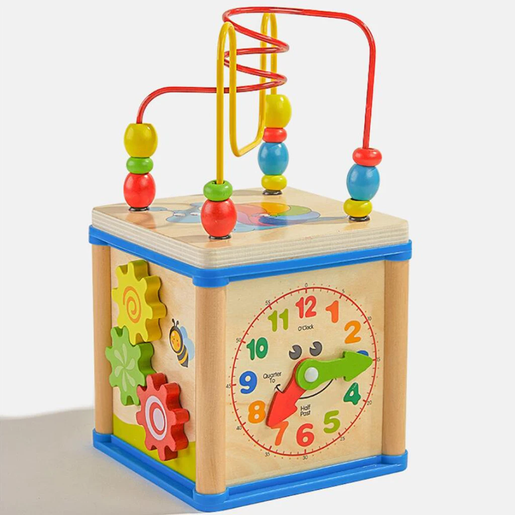 Activity Cube. Wood Shape & Color Sorter Bead Maze Gear Game and Block Track Kids Toddlers Developmental Toy | Игрушки и хобби