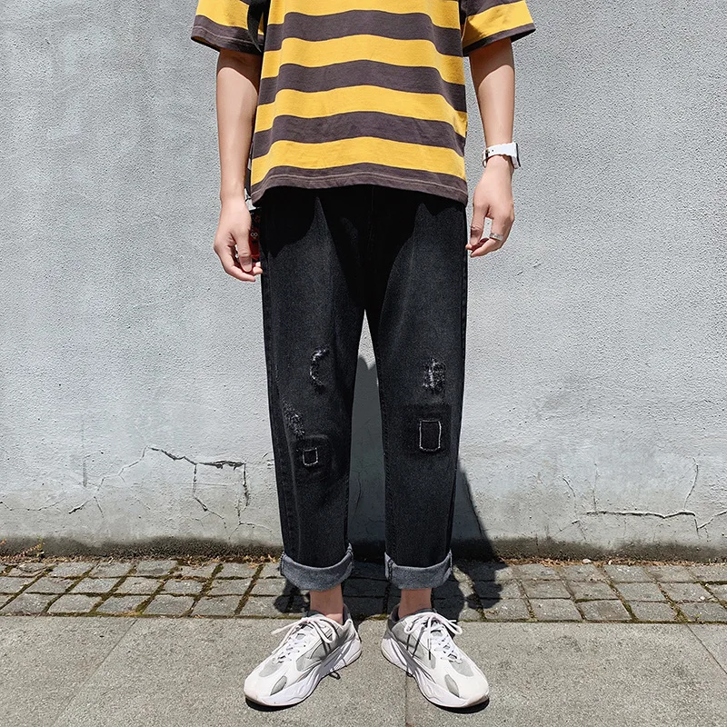 Fashion Casual Men Jeans Loose Solid Hole Frayed Ankle Length Denim Pants Autumn Vintage Straight Wide Leg Jeans
Fashion Casual Men Jeans Loose Solid Hole Frayed Ankle Length Denim Pants Autumn Vintage Straight Wide Leg Jeans