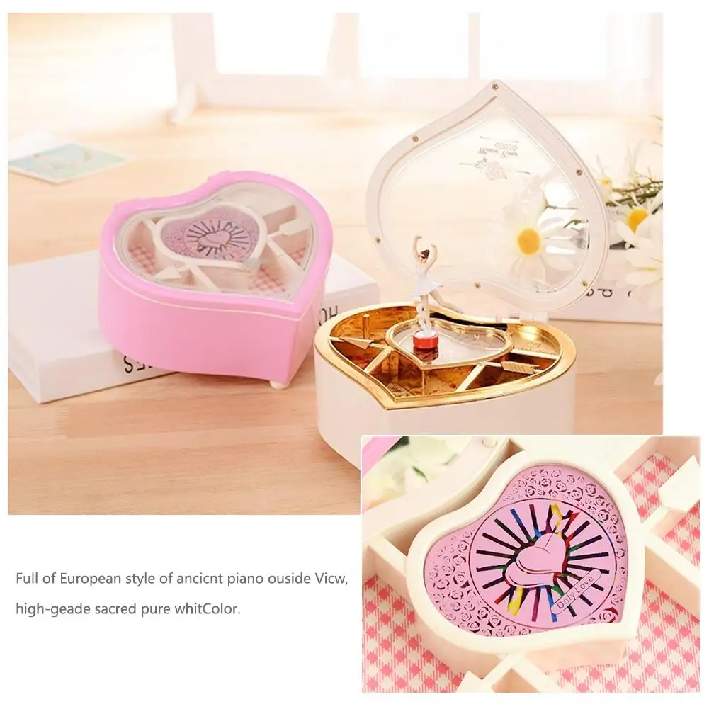 Romantic Love Heart Ballerina Music Box Plastic Metal Jewelry Storage Musical Boxes Birthday Wedding Valentine's Day Gift Toy
Romantic Love Heart Ballerina Music Box Plastic Metal Jewelry Storage Musical Boxes Birthday Wedding Valentine's Day Gift Toy