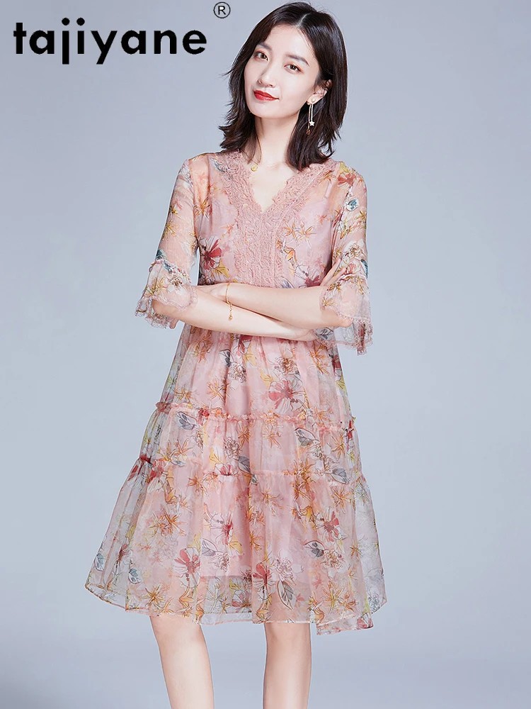Tajiyane Floral Dresses for Women 100% Silk Mini Dress Women's Clothing Woman Genuine Silk Dresses Elegant Vestidos TN2507
Tajiyane Floral Dresses for Women 100% Silk Mini Dress Women's Clothing Woman Genuine Silk Dresses Elegant Vestidos TN2507