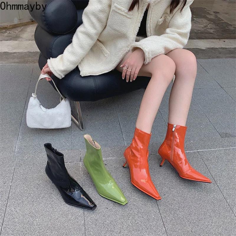 Women Ankle Boots Patent Leather Fashion Thin High Heels Short Booties Elegant Chelsea Shoes Autumn Winter Footwear Botas Mujer
Women Ankle Boots Patent Leather Fashion Thin High Heels Short Booties Elegant Chelsea Shoes Autumn Winter Footwear Botas Mujer