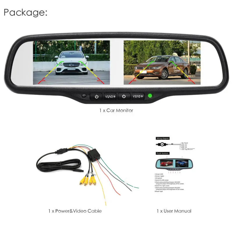 4.3 Inch Dual TFT LCD Screen Car Reverse Rear View Mirror with Monitor Video Player for Car Rearview Backup Parking Camera/DVD
4.3 Inch Dual TFT LCD Screen Car Reverse Rear View Mirror with Monitor Video Player for Car Rearview Backup Parking Camera/DVD