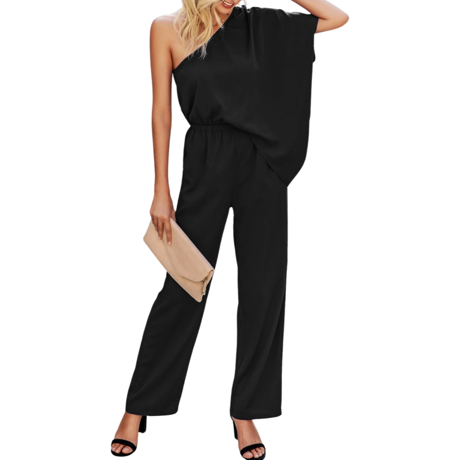 Women Summer Siamese Trousers, Solid Color One-Shoulder Short Sleeves Loose Jumpsuit for Girls, 4 Colors
Women Summer Siamese Trousers, Solid Color One-Shoulder Short Sleeves Loose Jumpsuit for Girls, 4 Colors
