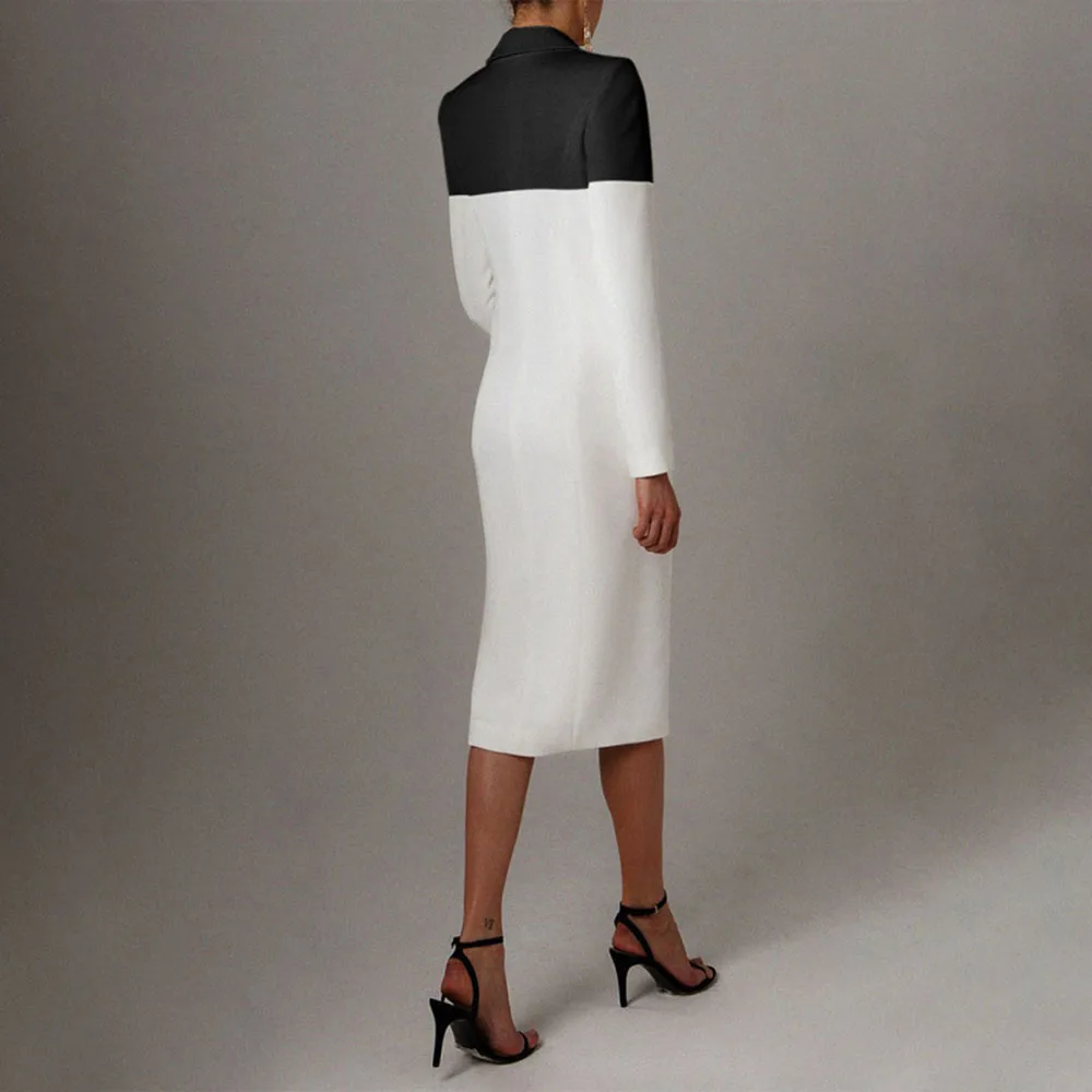 2021 Western Style African Fashion Oversize Profession Mid-length Dress OL Temperament Slim Color Contrast Splicing Suit Collar
2021 Western Style African Fashion Oversize Profession Mid-length Dress OL Temperament Slim Color Contrast Splicing Suit Collar