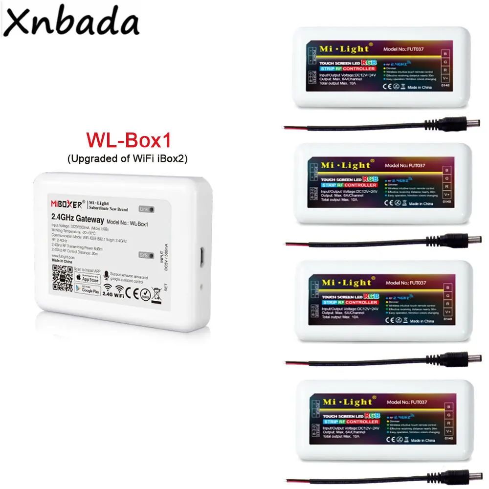 Milight Беспроводной WL-Box1 контроллер работать с Alexa Google Assistant MiBoxer RGB 4 зоны Led контроллер для RGB Led StripDC12-24V
Milight Беспроводной WL-Box1 контроллер работать с Alexa Google Assistant MiBoxer RGB 4 зоны Led контроллер для RGB Led StripDC12-24V