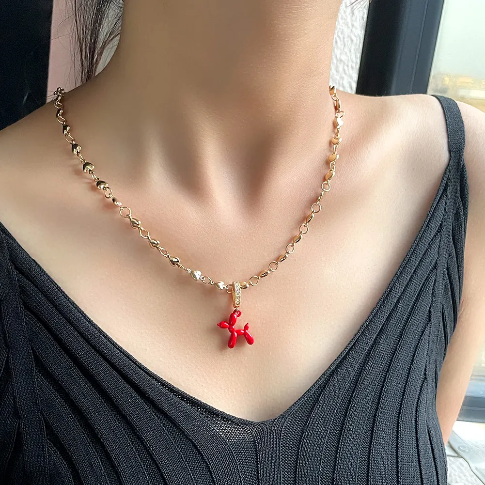 Colorful Balloon Dog Candy Bear Zircon Charm Heart Metal Necklaces For Women Cartoon Animal Metal Chain Necklace Fashion Jewelry
Colorful Balloon Dog Candy Bear Zircon Charm Heart Metal Necklaces For Women Cartoon Animal Metal Chain Necklace Fashion Jewelry