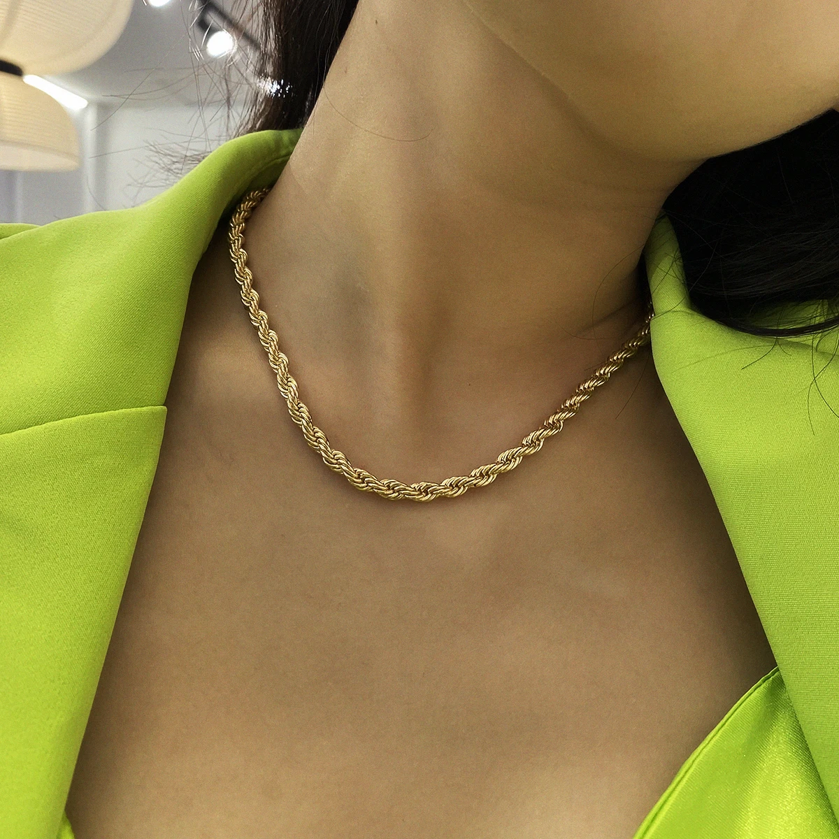 Classic Punk Twisted Rope Cuban Thin Chain Necklace For Women Men Gold Color Necklace Minimalist Fashion Jewelry Accessories
Classic Punk Twisted Rope Cuban Thin Chain Necklace For Women Men Gold Color Necklace Minimalist Fashion Jewelry Accessories