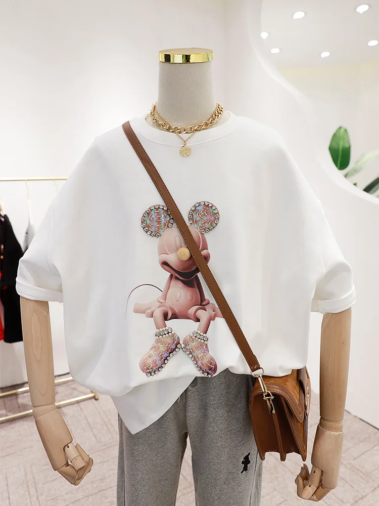 New 2021 Spring Cartoon Loose All-Match Brushed Short Sleeve T-shirt Female White Base Top Fashion Women Shirts Tops
New 2021 Spring Cartoon Loose All-Match Brushed Short Sleeve T-shirt Female White Base Top Fashion Women Shirts Tops