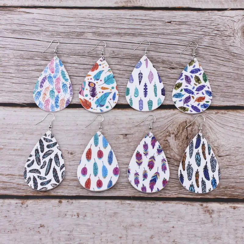 ZWPON Feather Print PU Leather Earrings for Women Fashion Teardrop Earrings Jewelry Wholesale
ZWPON Feather Print PU Leather Earrings for Women Fashion Teardrop Earrings Jewelry Wholesale