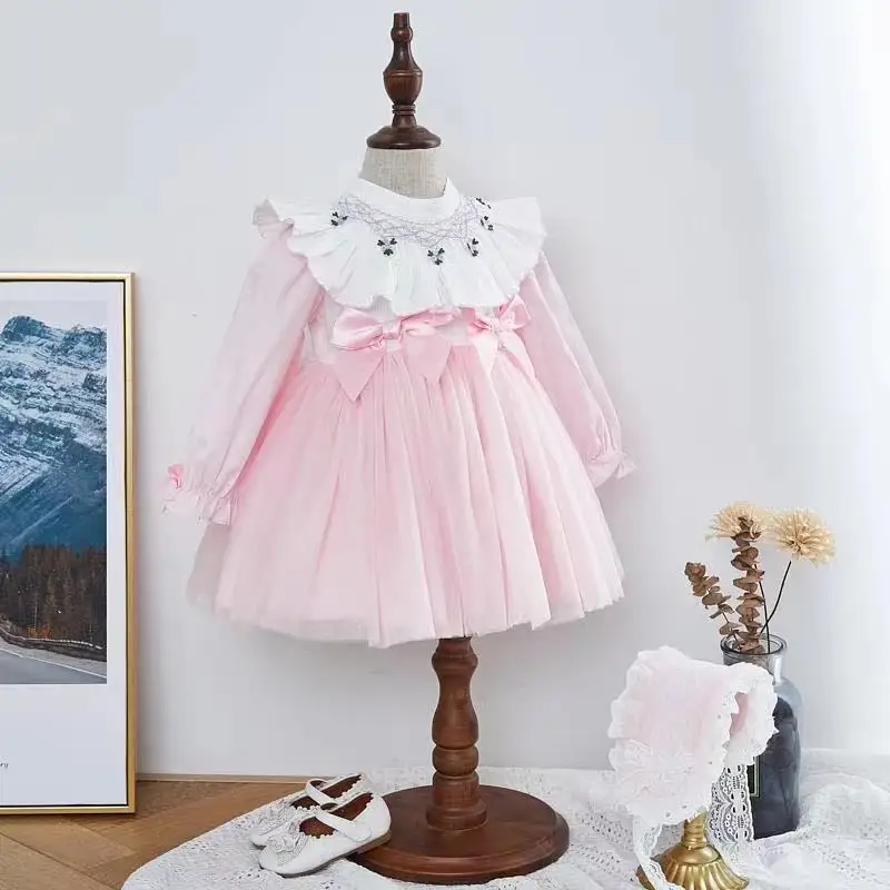 2PCS Spring Autumn Lolita Princess Pink Mesh Long Sleeve Bow Ball Gown Dress For Bady Girl Birthday Party With Hair Accessories
2PCS Spring Autumn Lolita Princess Pink Mesh Long Sleeve Bow Ball Gown Dress For Bady Girl Birthday Party With Hair Accessories