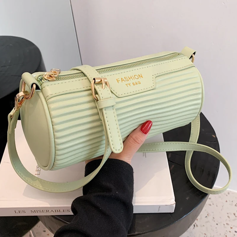 Fashion Barrel-shaped Shoulder Bag PU Leather Striped Ladies Crossbody Bags Popular Handbags Brand Designer Purses For Women
Fashion Barrel-shaped Shoulder Bag PU Leather Striped Ladies Crossbody Bags Popular Handbags Brand Designer Purses For Women