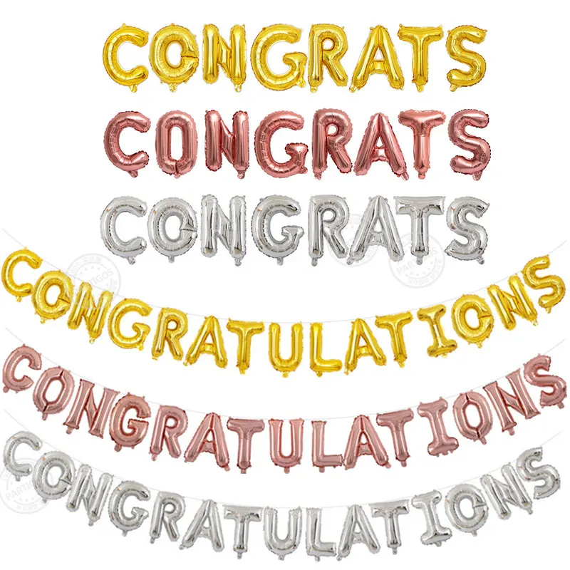 New 1set 16inch Congratulations Congrats ballons letters Foil Balloons birthday Party Decor Wedding anniversary graduation decor
New 1set 16inch Congratulations Congrats ballons letters Foil Balloons birthday Party Decor Wedding anniversary graduation decor