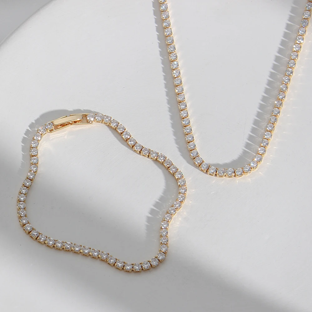 Romantic Women Chain Bracelets with Zircon Stones 14k Gold Plated Choker Necklaces for Ladies Fashion Copper Jewelry Female Gift
Romantic Women Chain Bracelets with Zircon Stones 14k Gold Plated Choker Necklaces for Ladies Fashion Copper Jewelry Female Gift