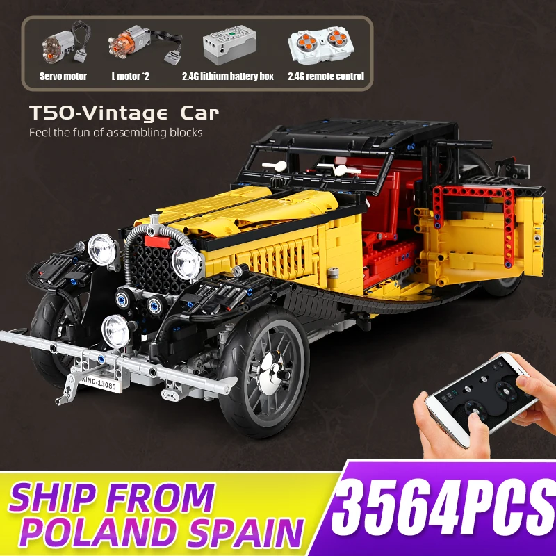MOULD KING 13080 Technical Building Block The MOC T50 Vintage Car Assembly Bricks Car Model Educational Kids Toys Birthday Gifts
MOULD KING 13080 Technical Building Block The MOC T50 Vintage Car Assembly Bricks Car Model Educational Kids Toys Birthday Gifts