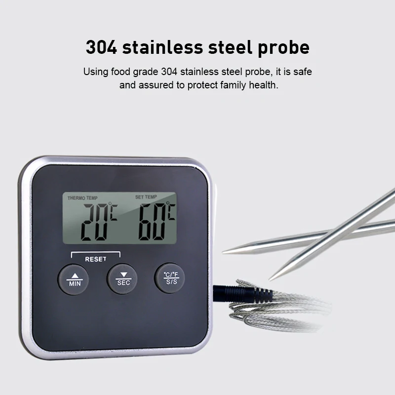 Digital BBQ Meat Thermometer Grill Oven Thermomet With Timer Home Kitchen BBQ Cooking Stainless Steel Probe Thermometer
Digital BBQ Meat Thermometer Grill Oven Thermomet With Timer Home Kitchen BBQ Cooking Stainless Steel Probe Thermometer
