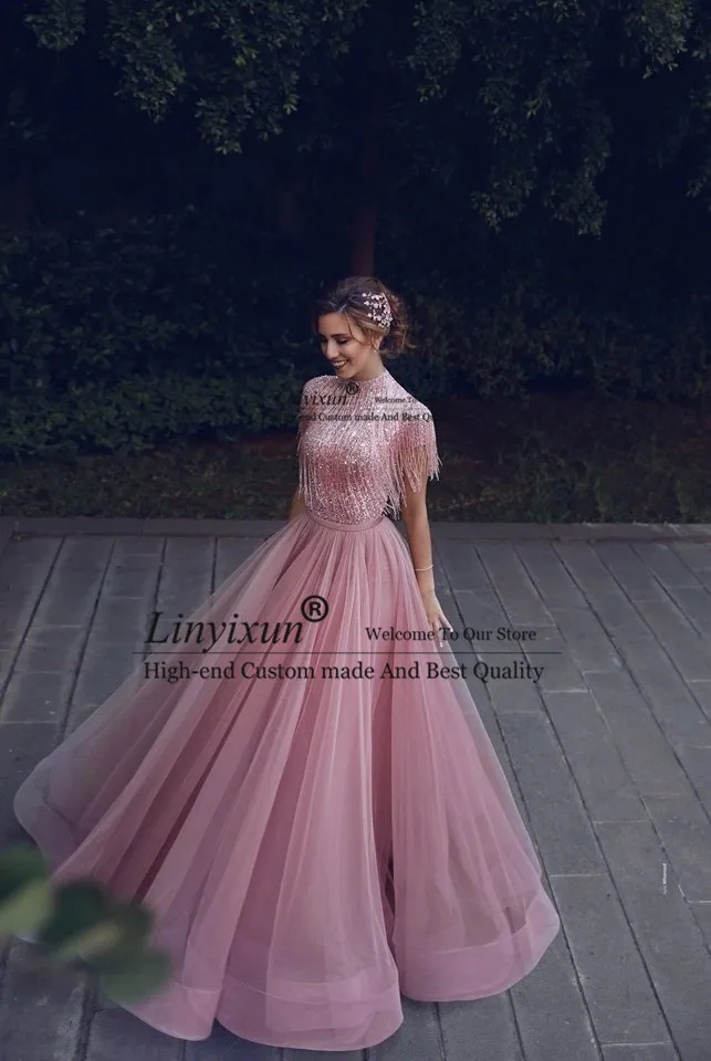 Abendkleider 2020 Dusty Pink Sequined Evening Dresses Tassel Tutu A-line Prom Gowns Muslim High Collar Formal Evening Gowns
Abendkleider 2020 Dusty Pink Sequined Evening Dresses Tassel Tutu A-line Prom Gowns Muslim High Collar Formal Evening Gowns