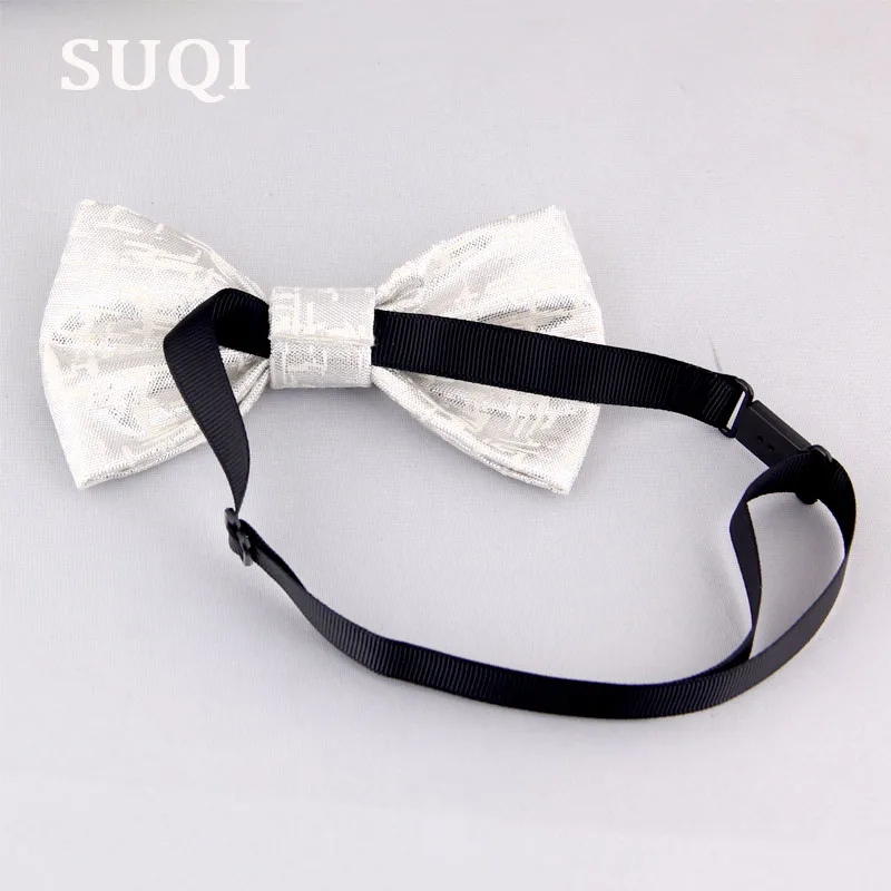 SUQI Fashion new year party wedding show Bow tie Boys Tuxedo Tie silver pink Dot Men and women Suit bowtie necktie | Аксессуары для