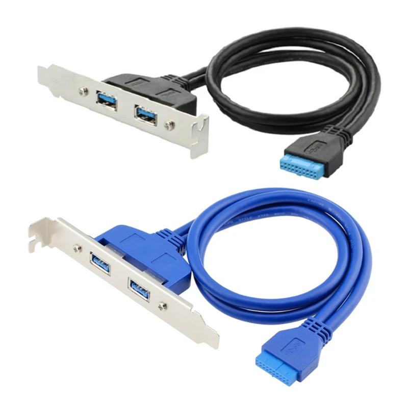 

2 Ports USB3.0 Hub 20Pin Header to Female Adapter Desktop Computer Rear Panel Motherboard Extension Bracket Cable 50CM