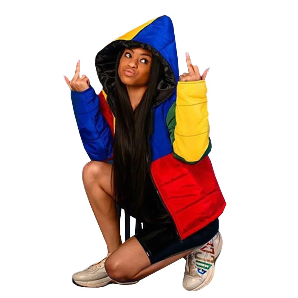Contrast Color Patchwork Winter Cropped Parkas Women Casual Long Sleeve Hooded Bubble Jacket Streetwear Zipper Up Puffer Outwear
Contrast Color Patchwork Winter Cropped Parkas Women Casual Long Sleeve Hooded Bubble Jacket Streetwear Zipper Up Puffer Outwear