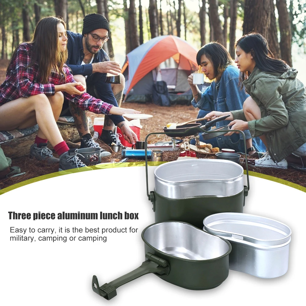 Portable Convenient 3 In 1 Aluminum Alloy Outdoor Camping Lunch Box Tableware Hiking Picnic Survival Lunch Pot Bowl Cookware Set
Portable Convenient 3 In 1 Aluminum Alloy Outdoor Camping Lunch Box Tableware Hiking Picnic Survival Lunch Pot Bowl Cookware Set
