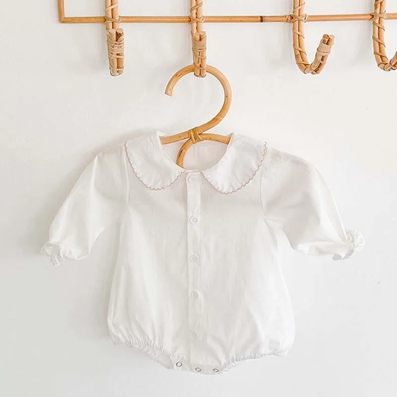 Осеннее боди для новорожденных, хлопковый комбинезон с длинными рукавами и кукольным воротником для маленьких девочек, цельный костюм для ... 
Осеннее боди для новорожденных, хлопковый комбинезон с длинными рукавами и кукольным воротником для маленьких девочек, цельный костюм для ...