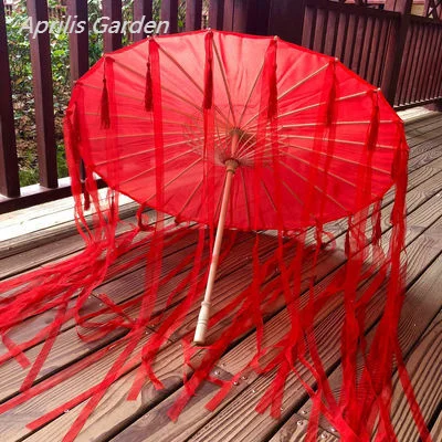Зонт из древней бумаги с красными цветами 82 см непромокаемый для китайской
