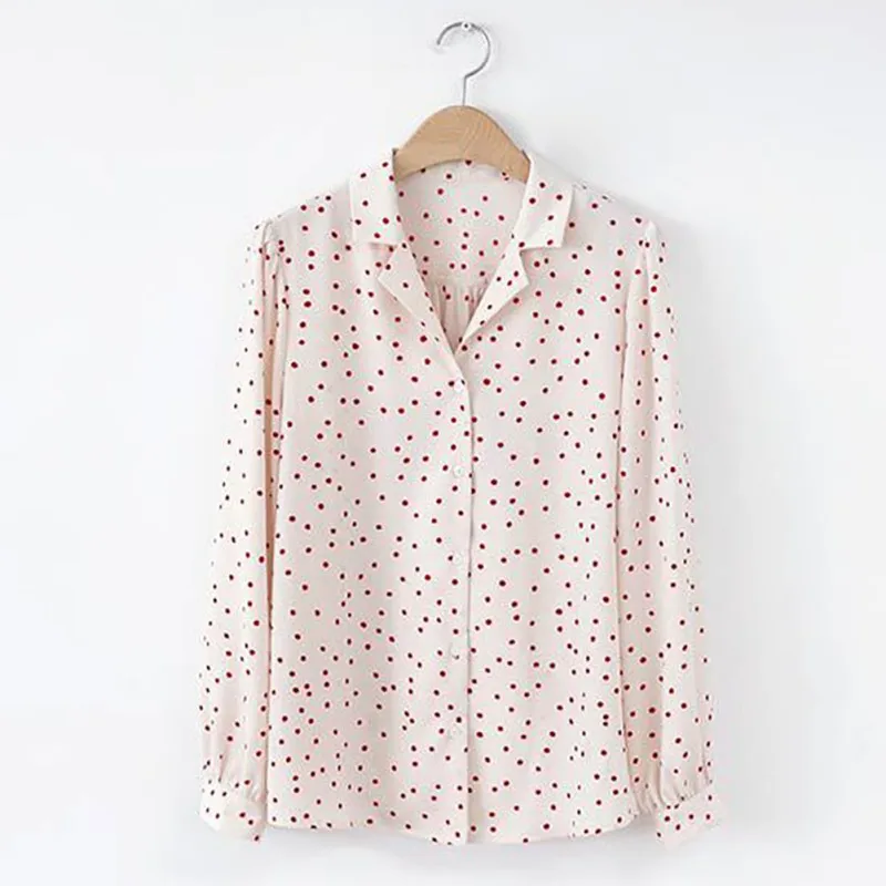 Women Vintage Dot Print Lapel Shirt Fashion Loose Single-breasted Long Sleeve Blouse Sun Protection Blouse
Women Vintage Dot Print Lapel Shirt Fashion Loose Single-breasted Long Sleeve Blouse Sun Protection Blouse