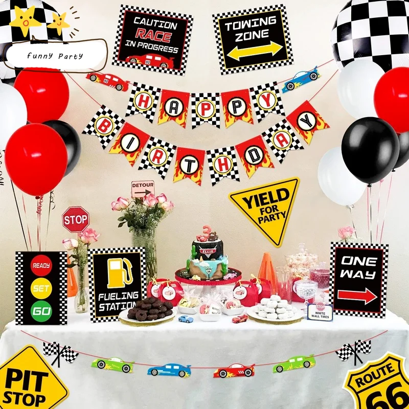 Race Car Birthday Party Decoration Set Race Car Party Signs Racing Birthday Banner Checkered Flags Balloons for Boys Party
Race Car Birthday Party Decoration Set Race Car Party Signs Racing Birthday Banner Checkered Flags Balloons for Boys Party