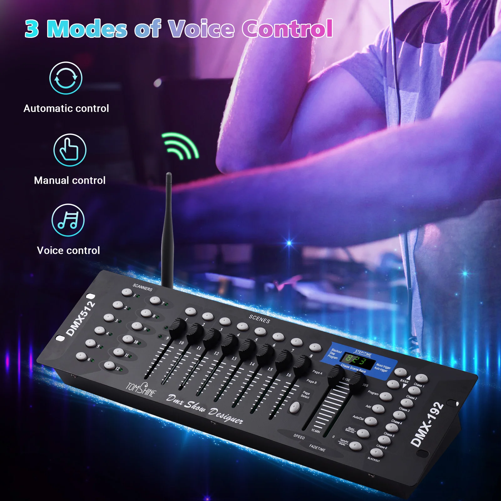 Wireless Light Controller Console Panel 2.4G ISM 192CH Programming Function Sound Activated with LED Screen Antenna
Wireless Light Controller Console Panel 2.4G ISM 192CH Programming Function Sound Activated with LED Screen Antenna