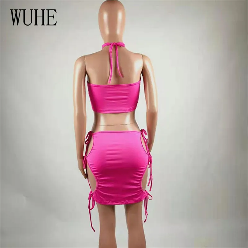 WUHE Hollow Out Sexy Two Piece Suits Off Shoulder Halter Breast Wrap Top and Lace Up Slim Mini Skirts Casual Nightclub Outfits
WUHE Hollow Out Sexy Two Piece Suits Off Shoulder Halter Breast Wrap Top and Lace Up Slim Mini Skirts Casual Nightclub Outfits