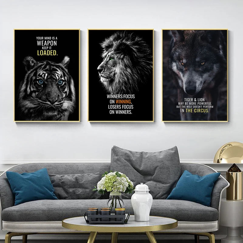 Wild Animals Letter Posters Lion Tiger Motivational Quote Canvas Painting Inspiration Prints Wall Art Pictures Office Home Decor
Wild Animals Letter Posters Lion Tiger Motivational Quote Canvas Painting Inspiration Prints Wall Art Pictures Office Home Decor