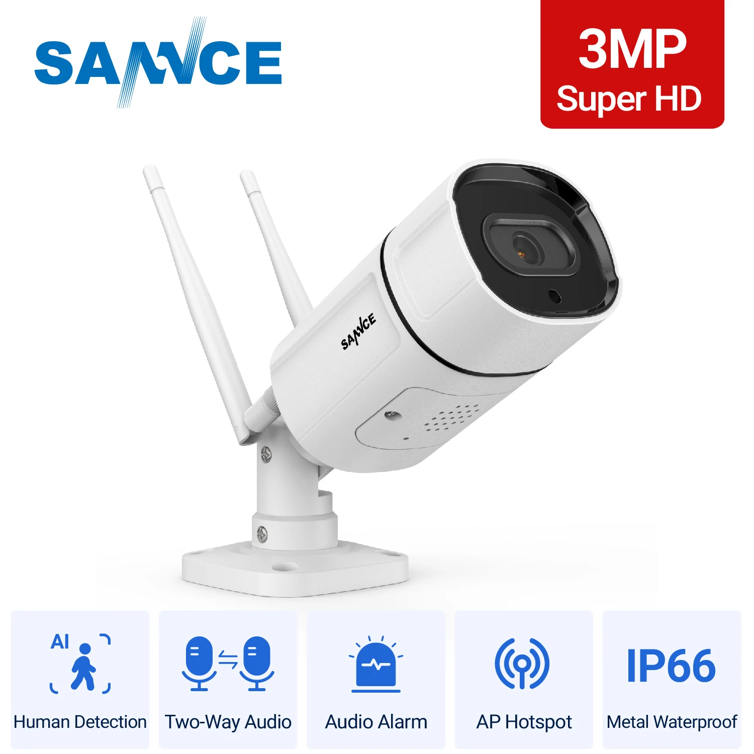SANNCE 3MP Беспроводная ip-камера для домашней безопасности, уличная ip-камера, Wifi камера наблюдения, камера ИК ночного видеонаблюдения, детский монитор
SANNCE 3MP Беспроводная ip-камера для домашней безопасности, уличная ip-камера, Wifi камера наблюдения, камера ИК ночного видеонаблюдения, детский монитор