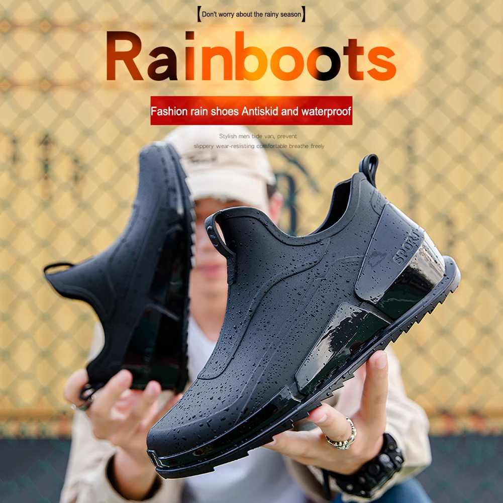 Ботинки мужские резиновые, водонепроницаемые полусапожки, плоская подошва, Нескользящие, повседневная обувь для рыбалки
Ботинки мужские резиновые, водонепроницаемые полусапожки, плоская подошва, Нескользящие, повседневная обувь для рыбалки