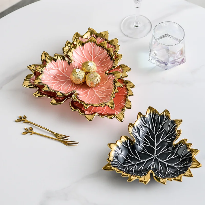 Decorative Embossed Maple Leaf Shape Plates Ceramic Fruit Snack Dessert Cake Dish Tray Luxury Home Kitchen Tableware Decorations
Decorative Embossed Maple Leaf Shape Plates Ceramic Fruit Snack Dessert Cake Dish Tray Luxury Home Kitchen Tableware Decorations
